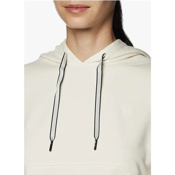 Champion Hoodie Sweatshirt Cropped Sz S Soft Touch Gym Minimalist White Casual‌ - Picture 3 of 11